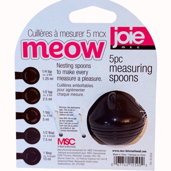 Joie Meow Cat Measuring Spoons Set Nesting Kitchen Gadget Gift Cooking Baking - Picture 2 of 12